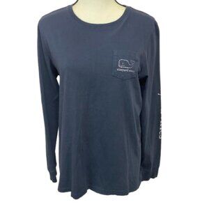Vineyard Vines Blue/White Pocket Long Sleeve T-Shirt Size M #1219